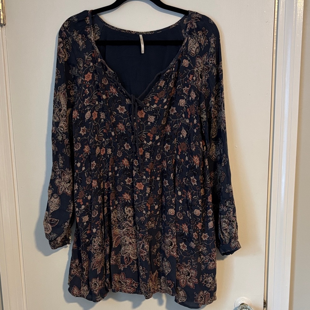 Free People Floral Navy Women's Mini Dress